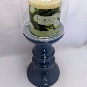 Gold Canyon Tall Ceramic Candle Stand Steel Blue 9.25" H (New in Box)